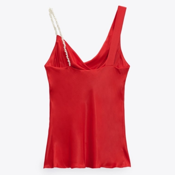 Asymmetrical Pearl Top Red Zara - Picture 11 of 12
